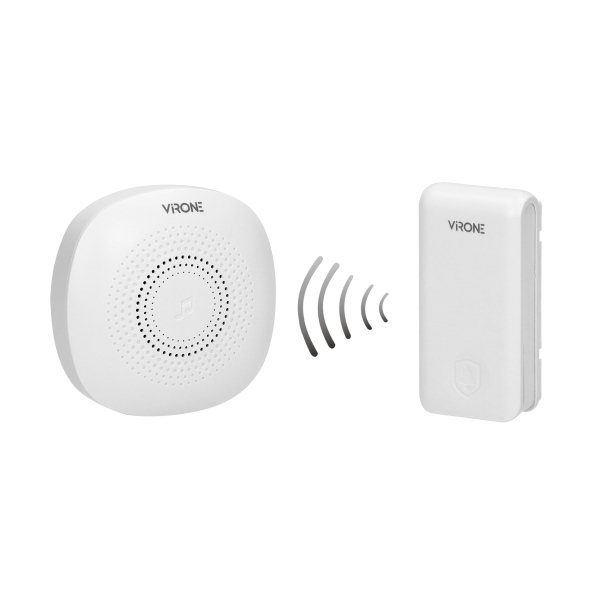 PRESSO AC wireless doorbell with learning system and kinetic push-button, 36 ringtones, communication range of 100m in an open a